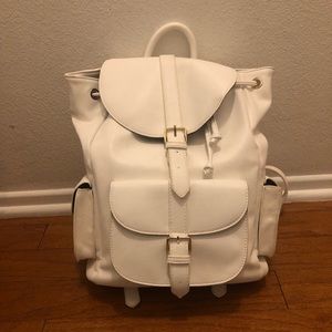 White leather backpack